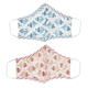 2 Piece Set - 100% Cotton Hand Block Print Double Layer Reusable Face Cover - White, Red and Blue