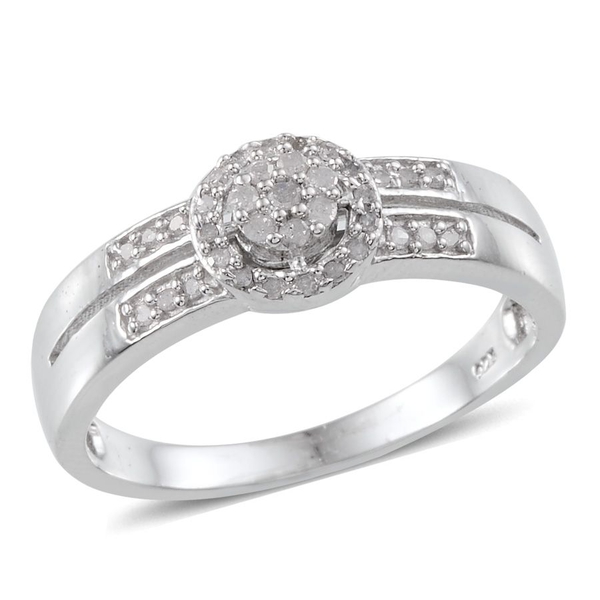 Diamond (Rnd) Ring in Platinum Overlay Sterling Silver 0.300 Ct.
