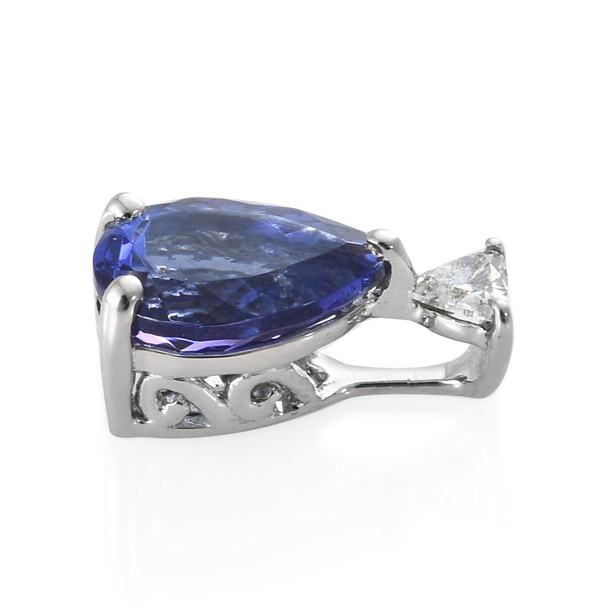 RHAPSODY 950 Platinum AAAA Tanzanite (Pear 1.700 Ct) Diamond (VS-E-F) Pendant 1.800 Ct.
