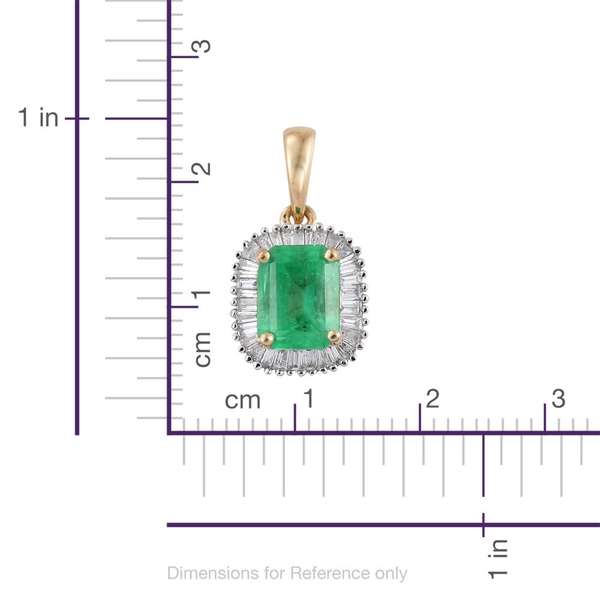 ILIANA 18K Y Gold AAAA Boyaca Colombian Emerald (Oct 1.00 Ct), Diamond Pendant 1.250 Ct.