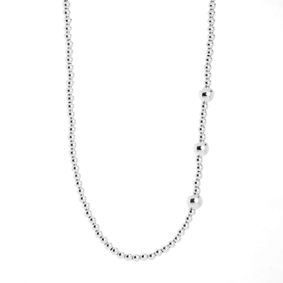 Sterling Silver Bead Necklace Of 44 Inch