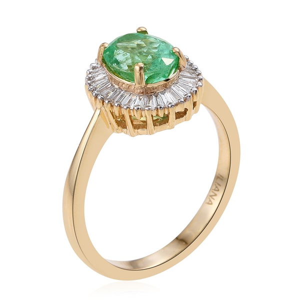 ILIANA 18K Y Gold Boyaca Colombian Emerald (Ovl 1.65 Ct), Diamond Ring 2.150 Ct.