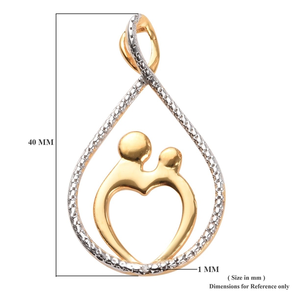 Mother And Baby Diamond Pendant in Platinum and Yellow Gold Overlay Sterling Silver