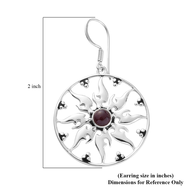 Sajen Silver Natures Joy Collection - Natural Ruby Enamelled Earrings (With Fish Hook) in Platinum Overlay Sterling Silver 1.45 Ct, Silver Wt. 8.68 Gms