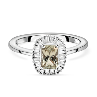 Turkizite and Diamond Ring in Platinum Overlay Sterling Silver