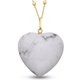 White Howlite Heart Pendant with Chain (Size 20) in Yellow Gold Overlay Sterling Silver