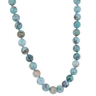 Peruvian Turquoise Necklace (Size 18 to 26) with Magnetic Lock in Rhodium Overlay Sterling Silver 23