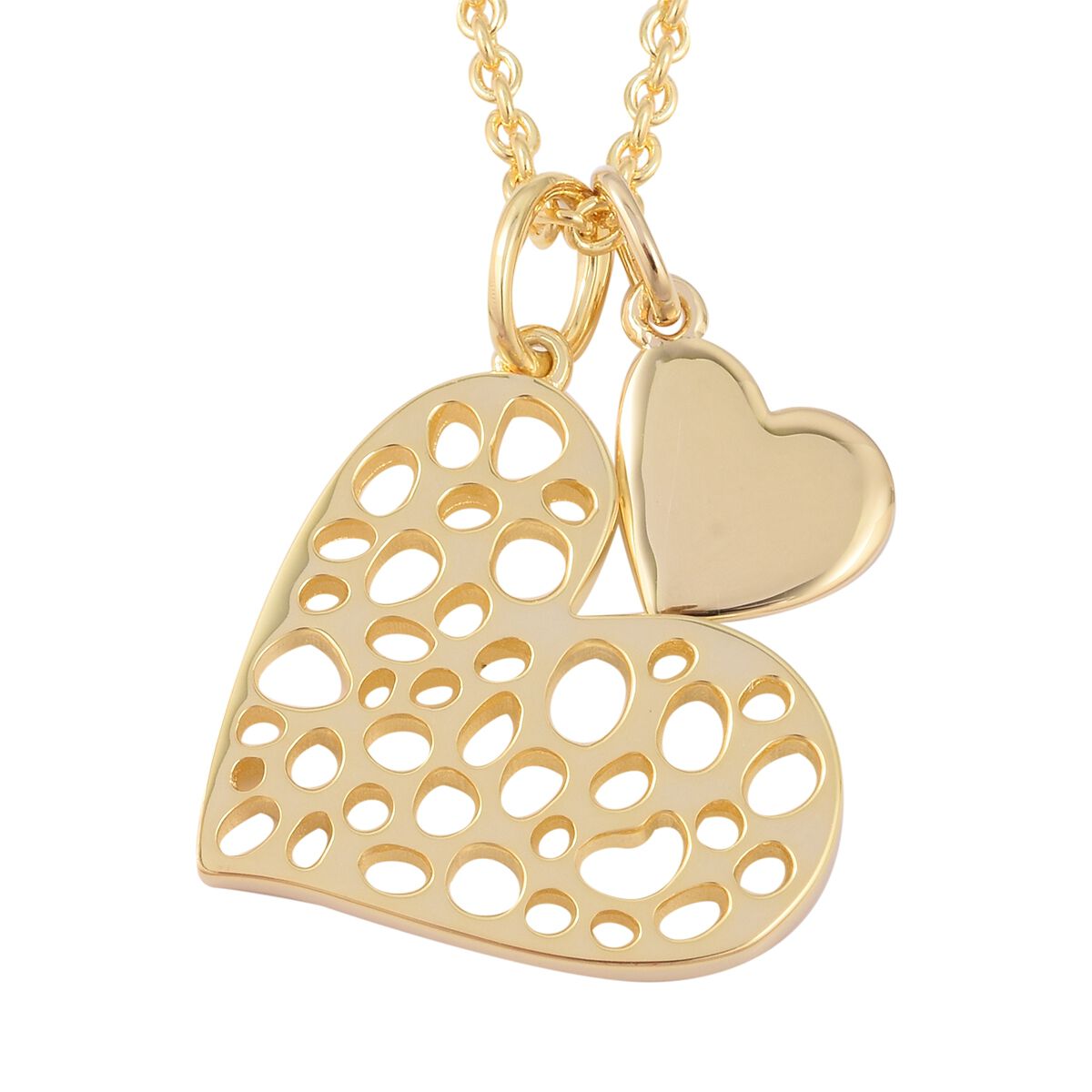 Valentine Day Special Heart Pendant Two Tone Gold Plated Simulated Diamond With 18 Box Chain