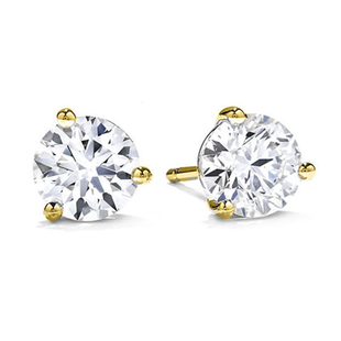 14K Yellow Gold AAA Cubic Zirconia Stud Earrings (With Push Back) 1.50 Ct.