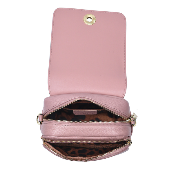 Sencillez - 100% Genuine Leather Snake Pattern Crossbody Bag with Shoulder Strap (Size 19x14x7 Cm) - Pink