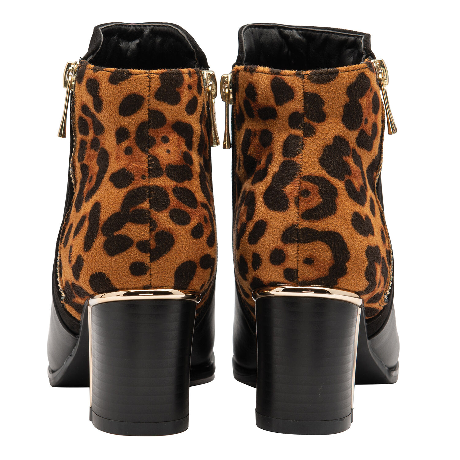 Lotus Black &amp; Leopard-Print Greeve Ankle Boots (Size 3)