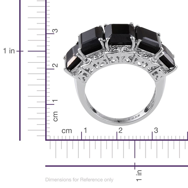 Boi Ploi Black Spinel (Oct 3.40 Ct), Diamond Ring in Platinum Overlay Sterling Silver 10.750 Ct.