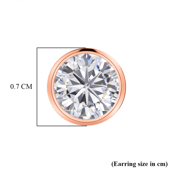 Moissanite Solitaire Stud Earrings (With Push Back) in Rose Gold Overlay Sterling Silver 1.14 Ct.