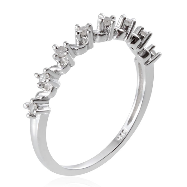 Diamond (Rnd) Stackable Half Eternity Ring in Platinum Overlay Sterling Silver 0.150 Ct.