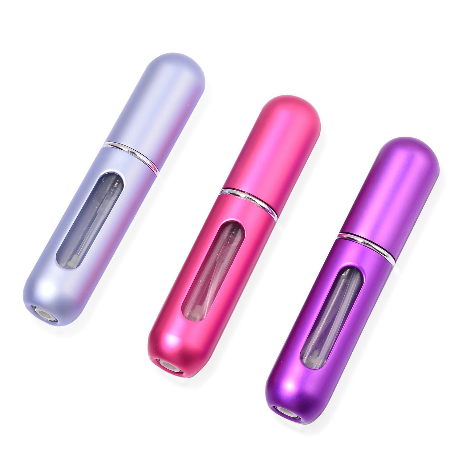 Set of 3 - Grey, Purple and Rose Colour Pocket Perfume (Size 8.8x1.7 Cm)