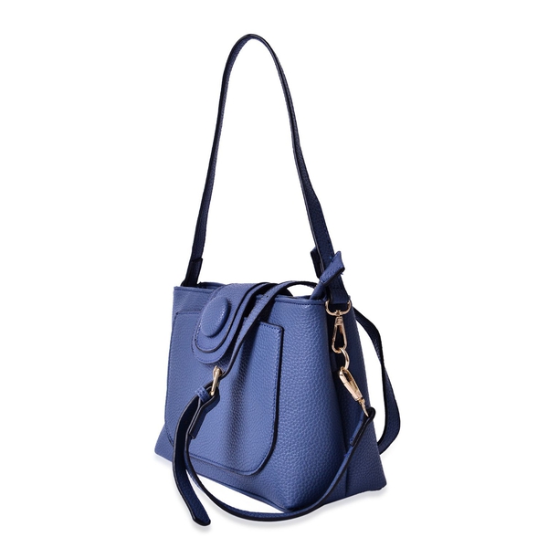 Snake Embossed Blue Colour Crossbody Bag With Adjustable and Removable Shoulder Strap (Size 26x18x10 Cm)