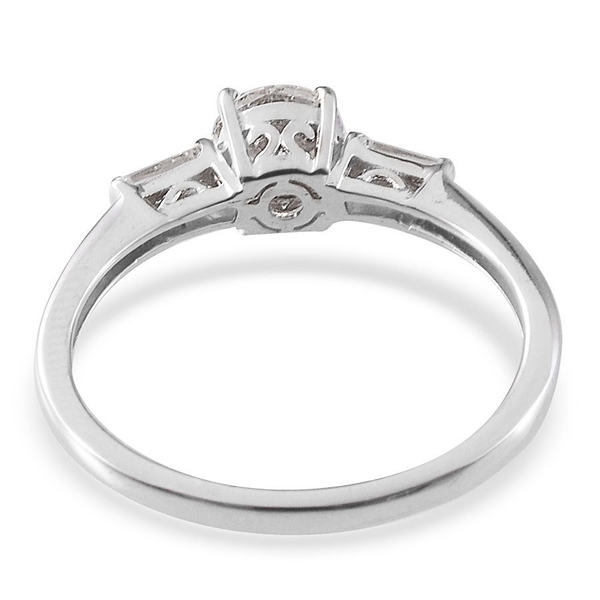 Lustro Stella - Platinum Overlay Sterling Silver (Rnd) Ring Made with Finest CZ 1.020 Ct.