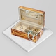 Tiger Eye Gemstone Jewellery Storage Box with Golden Rim and Inside Mirror (Size 21x13x8.5 cm)