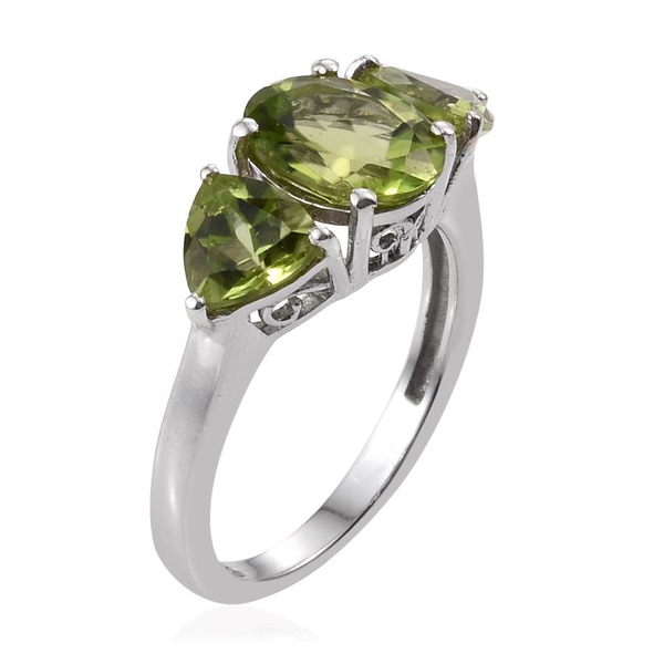 Hebei Peridot (Ovl 2.00 Ct) Ring in Platinum Overlay Sterling Silver 3.750 Ct.