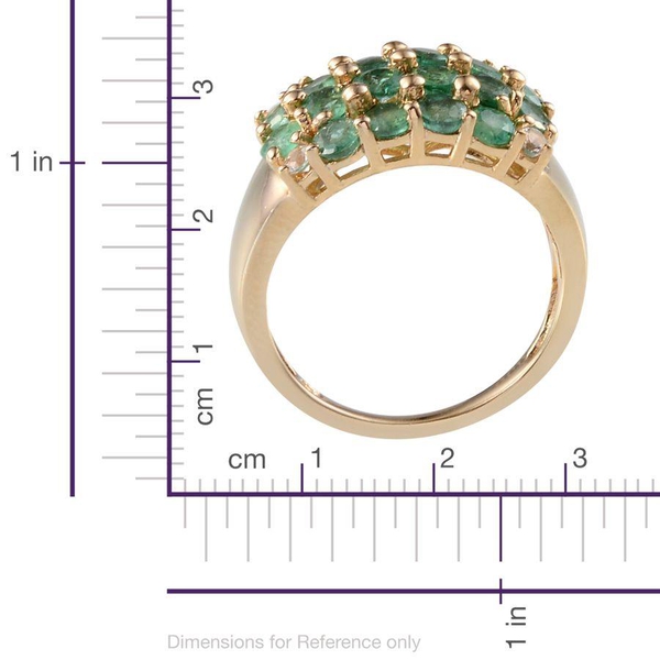 Kagem Zambian Emerald (Rnd), White Topaz Ring in 14K Gold Overlay Sterling Silver 2.400 Ct.