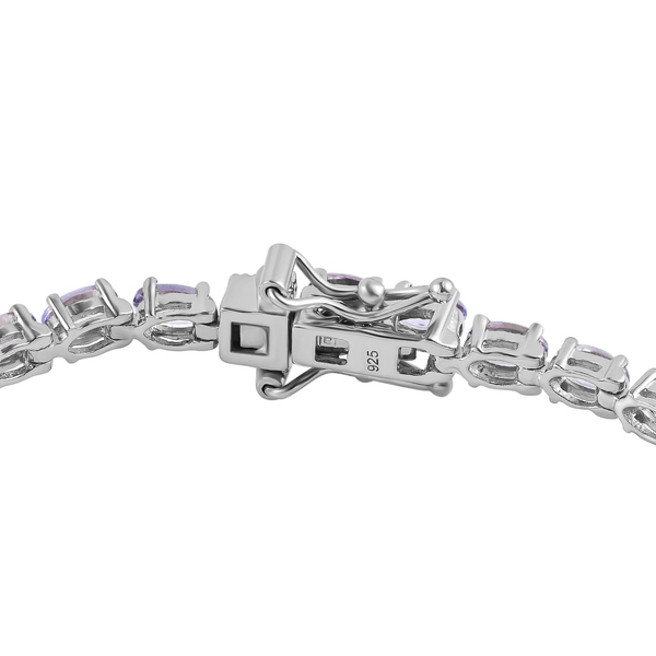 Tanzanite Bracelet (Size - 7.5) in Platinum Overlay Sterling Silver 8.72Ct, Silver Wt. 8.65 Gms
