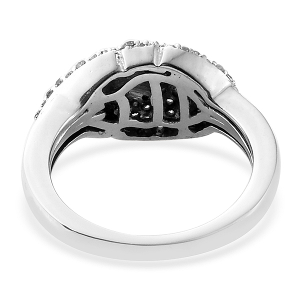 Designer Inspired- Diamond (Rnd) Leaf Ring in Platinum and Yellow Gold Overlay Sterling Silver 0.500 Ct.