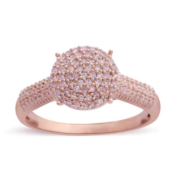 0.50 Ct Limited Edition Pink Diamond Cluster Ring in 9K Rose Gold 3.96 Grams I2-I3