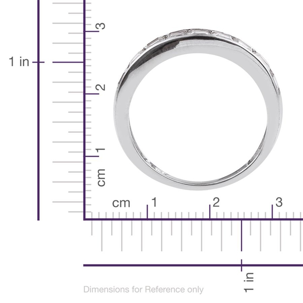 Rare Premium Cut White Topaz (Sqr) Half Eternity Band Ring in Platinum Overlay Sterling Silver 1.750 Ct.