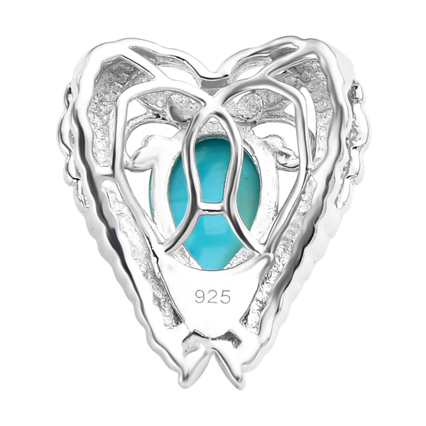Arizona Sleeping Beauty Turquoise Heart Pendant in Two Tone Overlay Sterling Silver 1.08 Ct.
