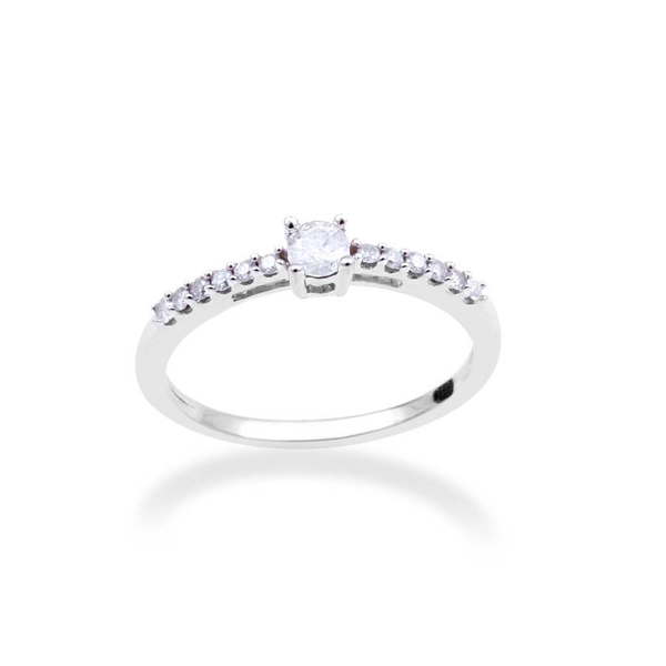 9K White Gold 0.25 Carat Diamond Solitaire Ring I3 G-H SGL Certified.