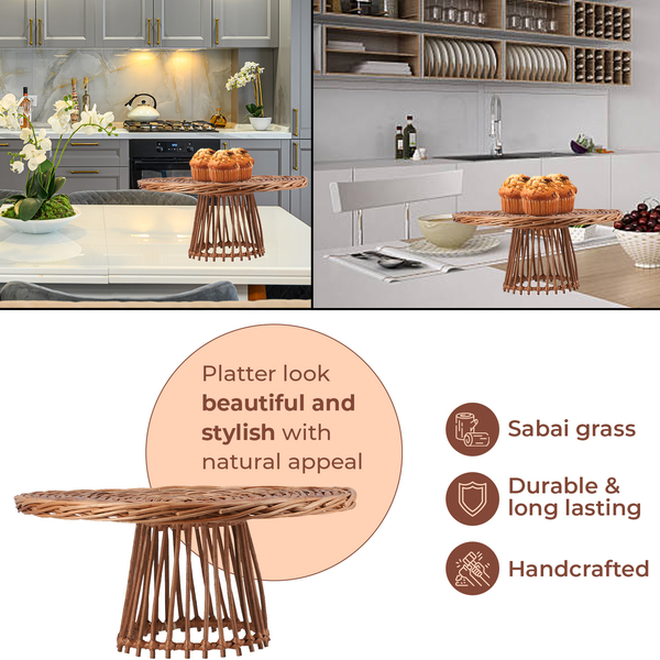 Handmade Sabai Grass Muffin Platter (Size 30x12x12 ) - Brown