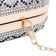 Snakeskin Pattern White Austrian Crystal Studded Clutch Bag with Long Chain Strap (Size 20x12x4 Cm) - Black & White