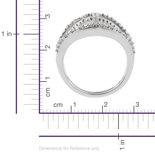 Diamond (Rnd) Vertical Bar Ring in Platinum Overlay Sterling Silver 0.341 Ct.