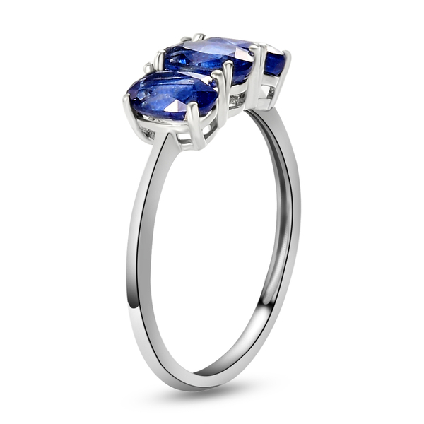 Tanzanite Trilogy Ring in Platinum Overlay Sterling Silver 1.33 Ct.
