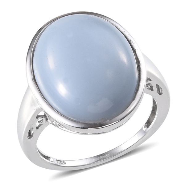 Peruvian Blue Opal (Ovl) Ring in Platinum Overlay Sterling Silver 15.000 Ct.