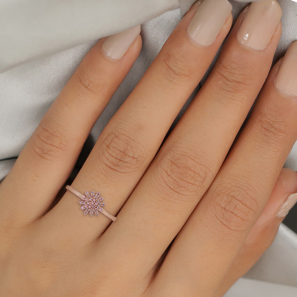 9K Rose Gold Pink Diamond Floral Ring 0.25 Ct.