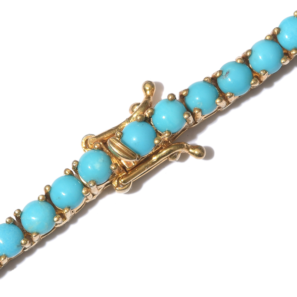 Limited Edition - AAA Arizona Sleeping Beauty Turquoise (Rnd) Necklace (Size 18) in 14K Gold Overlay Sterling Silver 27.750 Ct. 106 Sleeping Beauty Turquoise in Each Necklace Silver wt 24.03 Gms.
