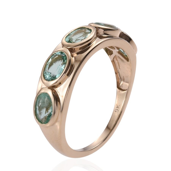 9K Y Gold Boyaca Colombian Emerald (Ovl) 5 Stone Ring 2.150 Ct.