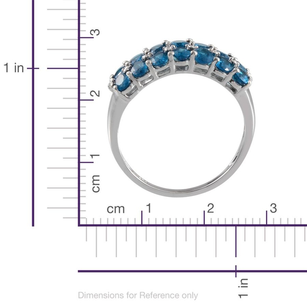 Malgache Neon Apatite (Ovl), Diamond Ring in Platinum Overlay Sterling Silver 2.260 Ct.