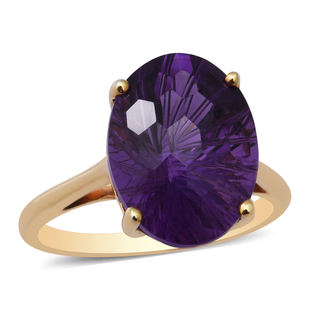 Natural Lusaka Amethyst Solitaire Ring in Yellow Gold Overlay Sterling Silver 9.89 Ct.