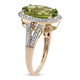 9K Yellow Gold Natural Hebei Peridot (Ov 5.50 Cts), Natural Cambodian Zircon and Champagne Diamond Ring 6.09 Ct.