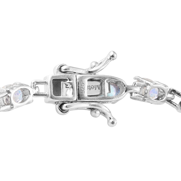 Mercury Mystic Topaz (Ovl) Bracelet (Size 7) in Platinum Overlay Sterling Silver 9.500 Ct. Silver wt 6.76 Gms.