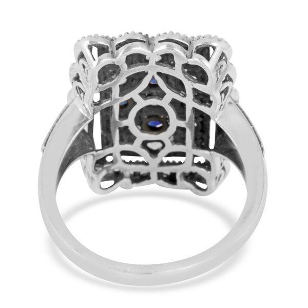Tribal Collection of India Kanchanaburi Blue Sapphire (Rnd), White Topaz Ring in Sterling Silver 2.250 Ct.