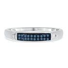 Blue Diamond Ring (Size P) in Platinum Overlay Sterling Silver 0.10 Ct.