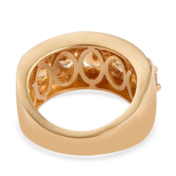 Citrine (Hrt), Yellow Diamond Ring in ION Plated 18K Yellow Gold Bond 2.010 Ct.
