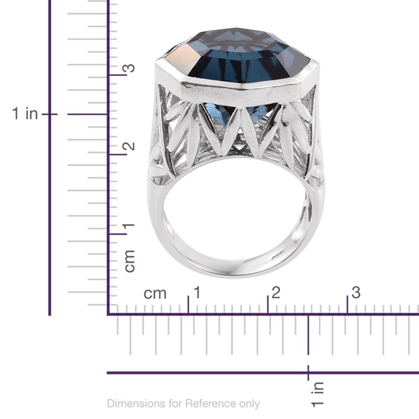 Indicolite Quartz (Octillion) Ring in Platinum Overlay Sterling Silver 16.000 Ct. Silver wt 7.60 Gms.