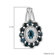 Natural Mutuca Indicolite and Natural Cambodian Zircon Pendant in Platinum Overlay Sterling Silver 1.23 Ct.