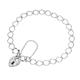 Heart Padlock Curb Bracelet in Sterling Silver 7.5 Inch