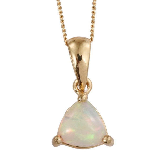 Ethiopian Welo Opal (Trl) Pendant With Chain and Stud Earrings (with Push Back) in 14K Gold Overlay Sterling Silver 1.250 Ct.