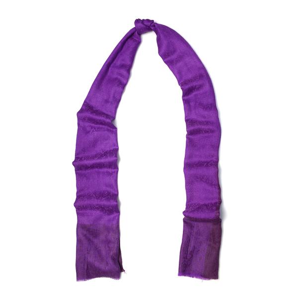 100% Fine Cashmere Wool Purple Colour Self Pattern Shawl (Size 200x70 Cm)